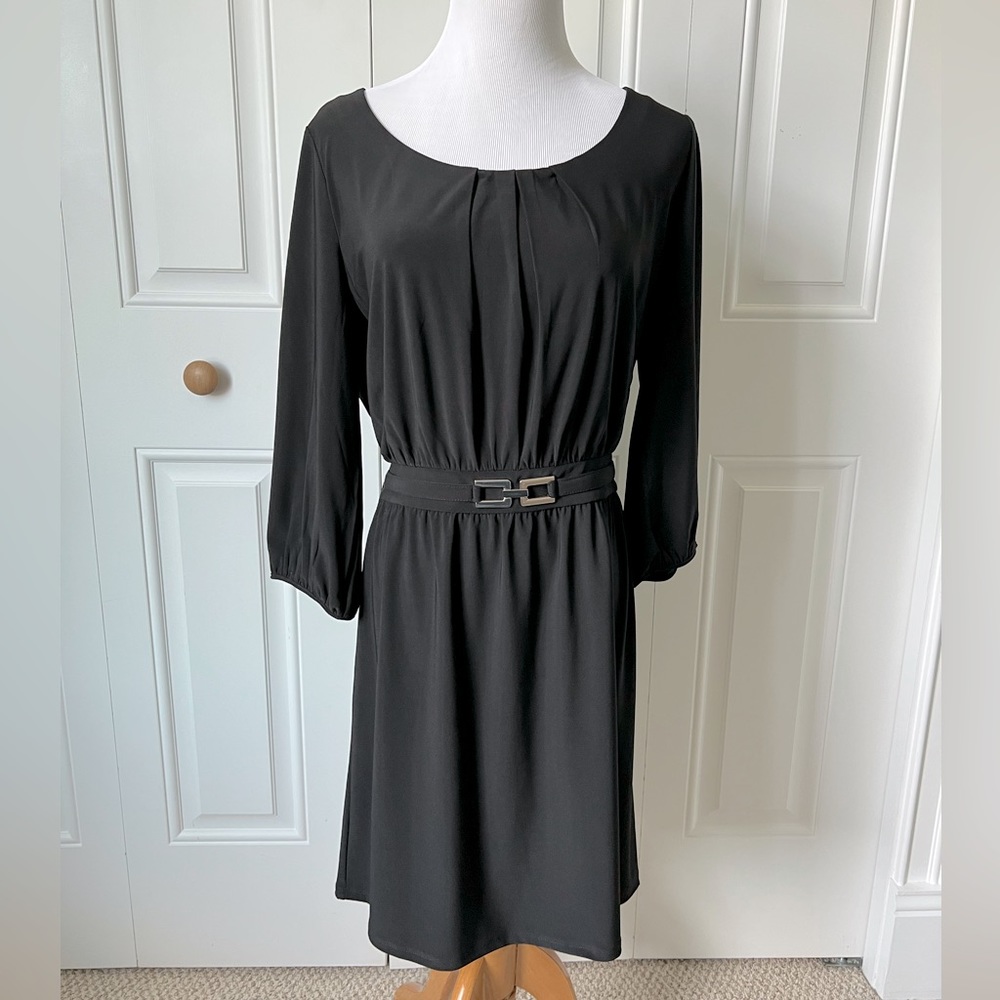 White House Black Market black faux belt dress